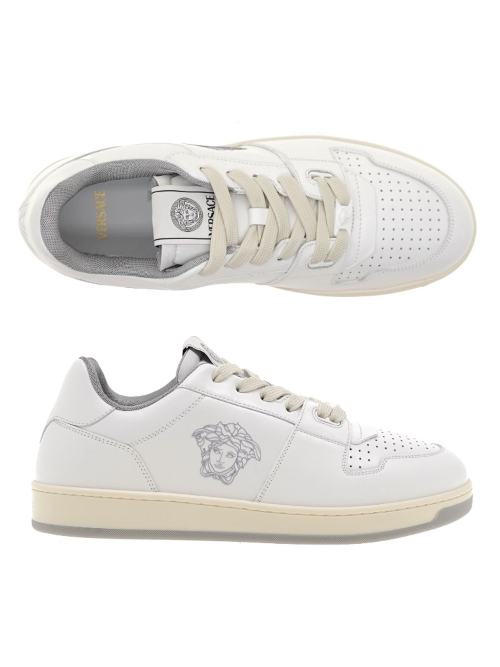 Versace Medusa Men Sneakers White Leather Size 44 / 11 US New